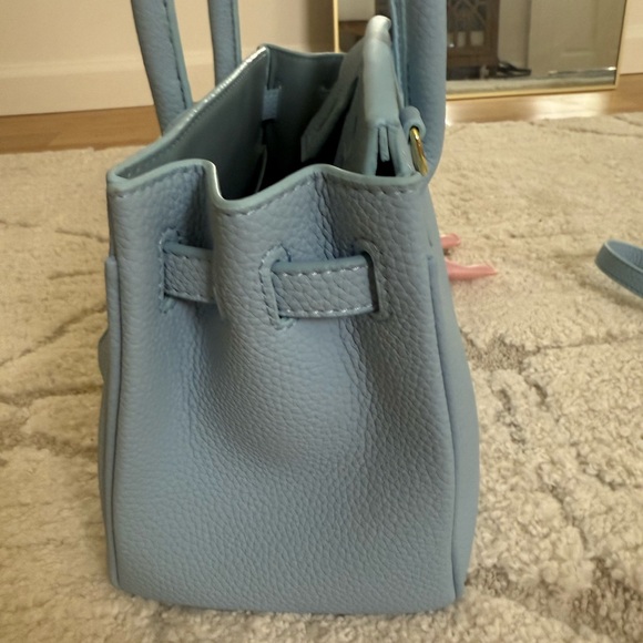 Light Blue Leather 25cm Handbag - Picture 9 of 9